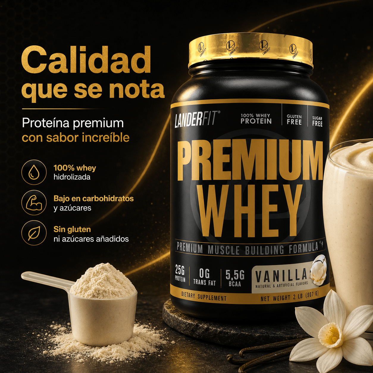 Proteina en Polvo LanderFit Premium Whey